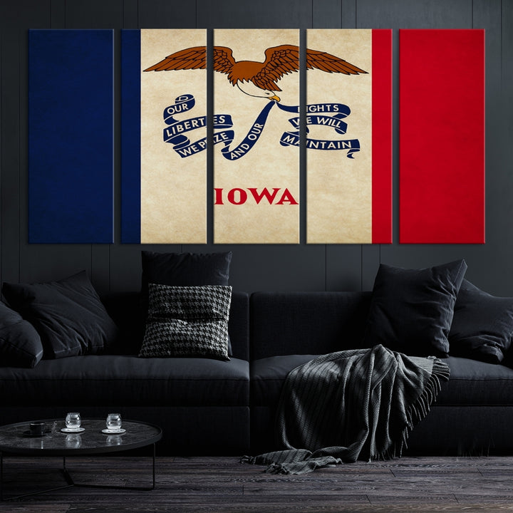 Arte de pared de la bandera de los estados de Iowa