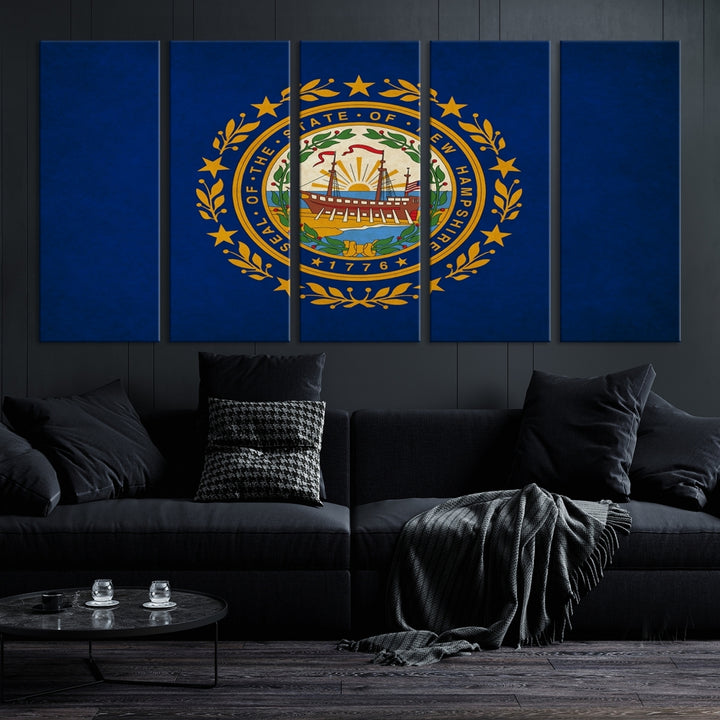 Art mural du drapeau des États du New Hampshire Impression sur toile