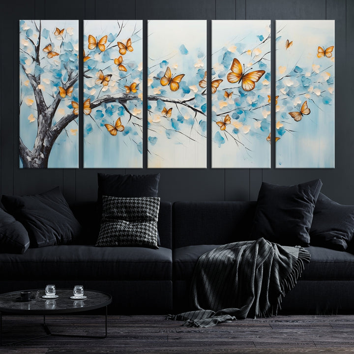 Arbres abstraits papillon Art mural toile impression mur de cuisine