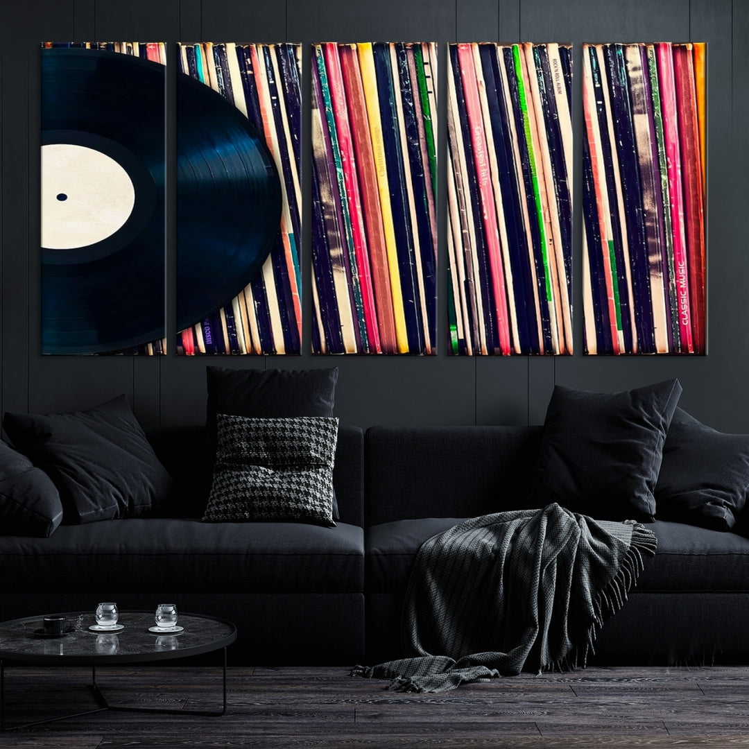 Impresión musical Disco de vinilo Arte de pared Colección de decoración musical Colección de álbumes de vinilo Música Arte de pared Música Arte de lienzo grande listo para colgar