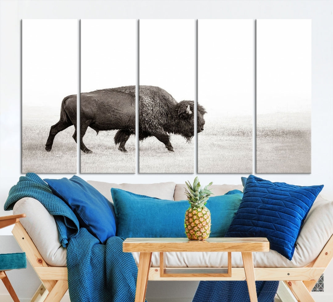 Impression sur toile d’art mural de bison seul, art mural de vache, œuvre d’art de buffle