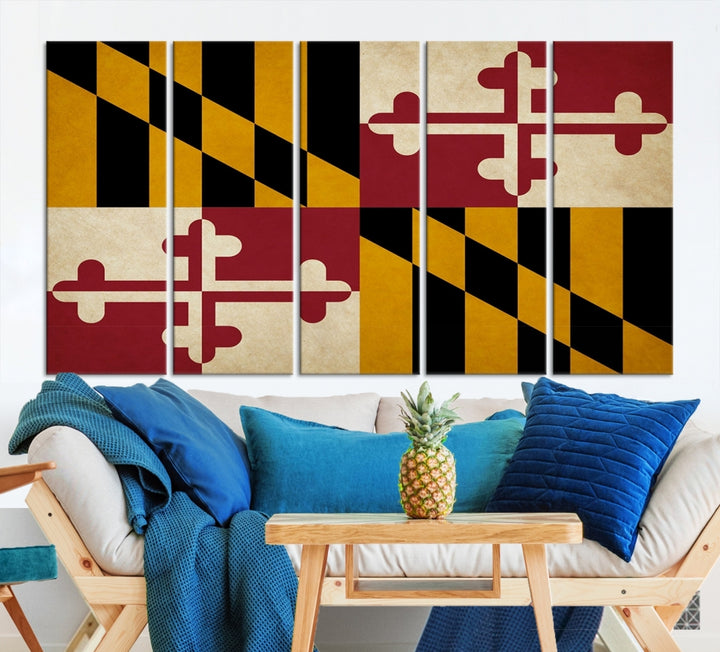 Arte de la pared de la bandera de Maryland Lienzo