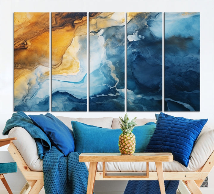Art mural abstrait bleu marine