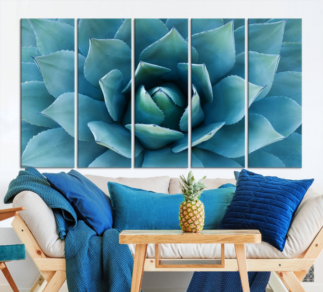 Wall Art Canvas Print Blue Agave Flower