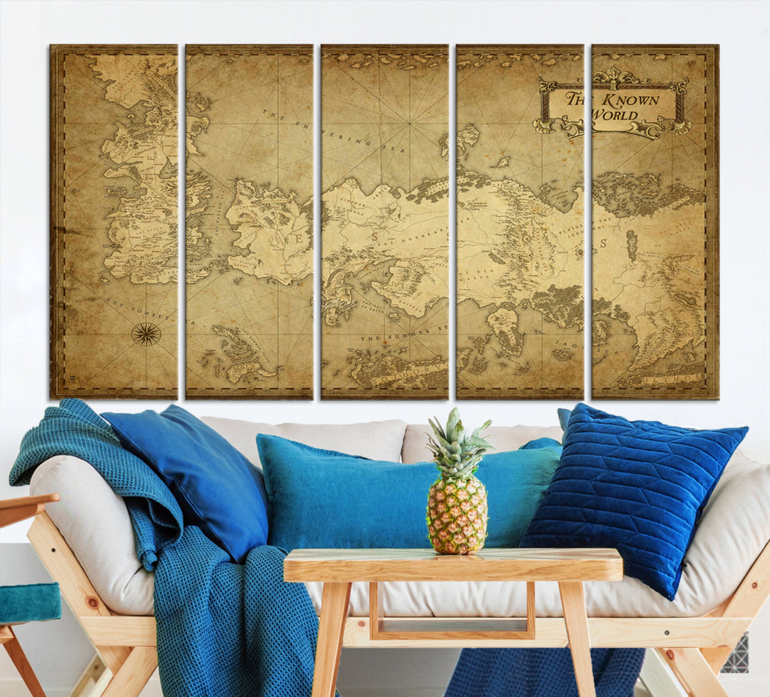 Game of Thrones Map - The Known World Map Wall Art Canvas Print