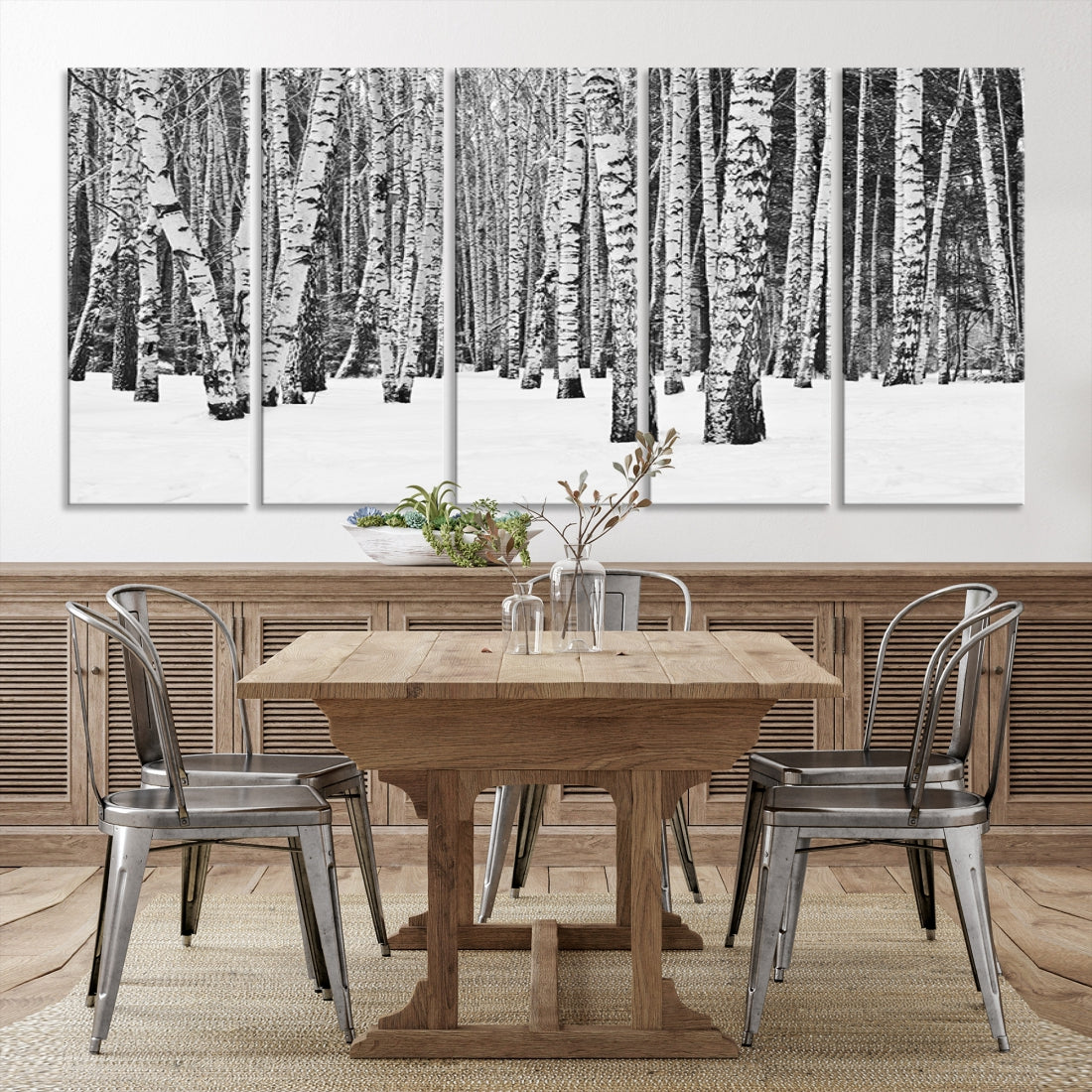 Large Wall Art Landscape Canvas Print - Forest in Winter with Snowy Ground and Trees