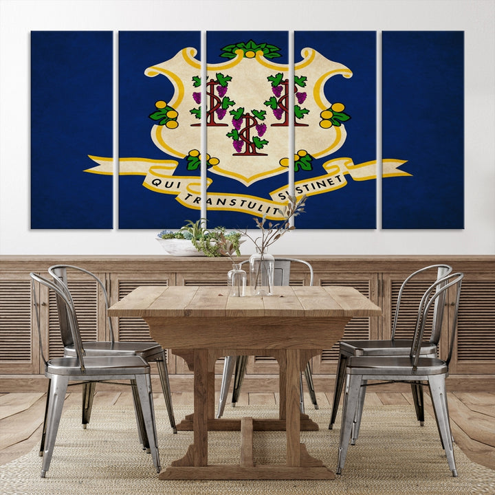 Taille du drapeau des États du Connecticut, décoration murale, impression sur toile