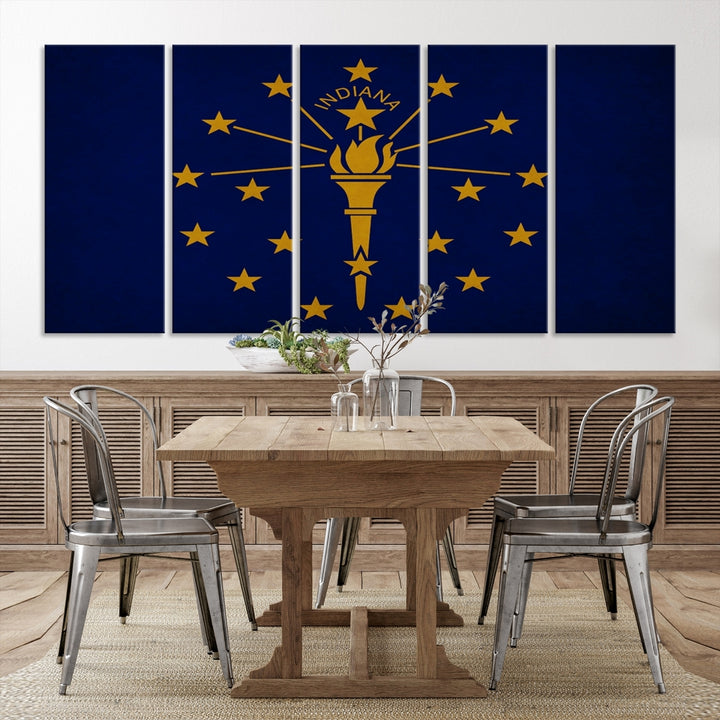 Arte de pared con bandera de los estados de Indiana Lienzo