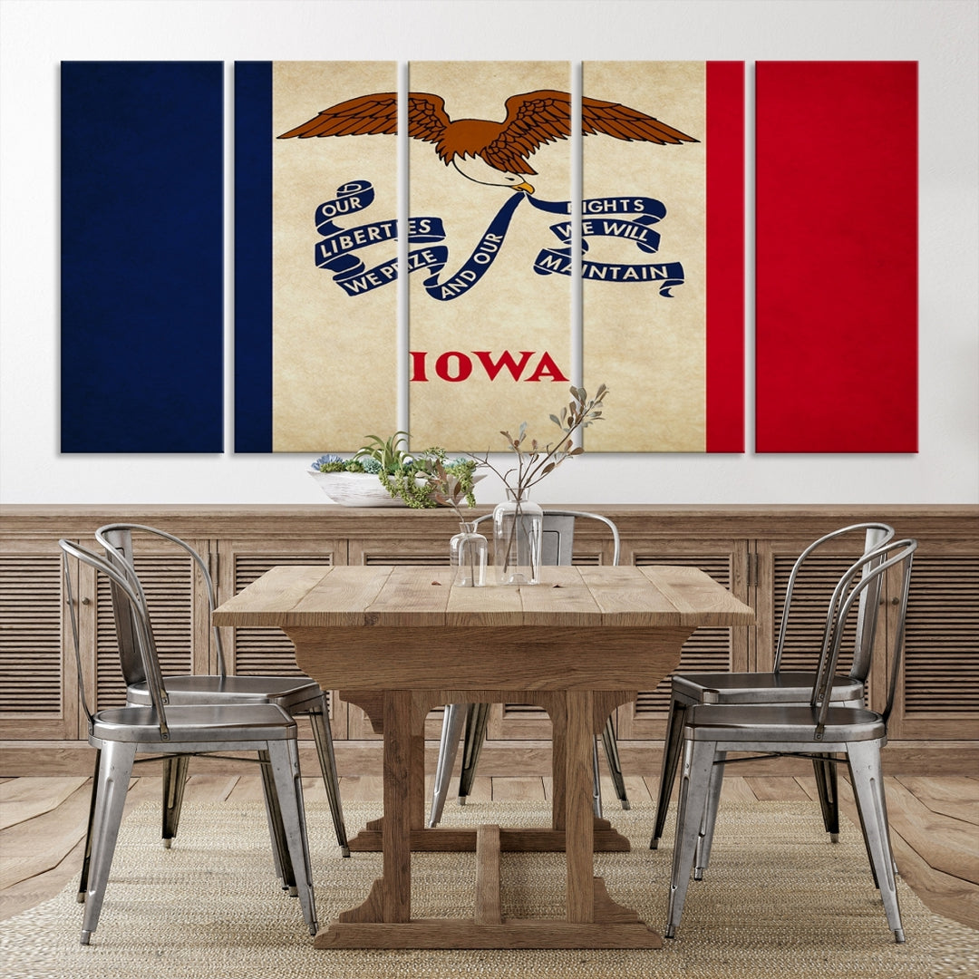 Arte de pared de la bandera de los estados de Iowa
