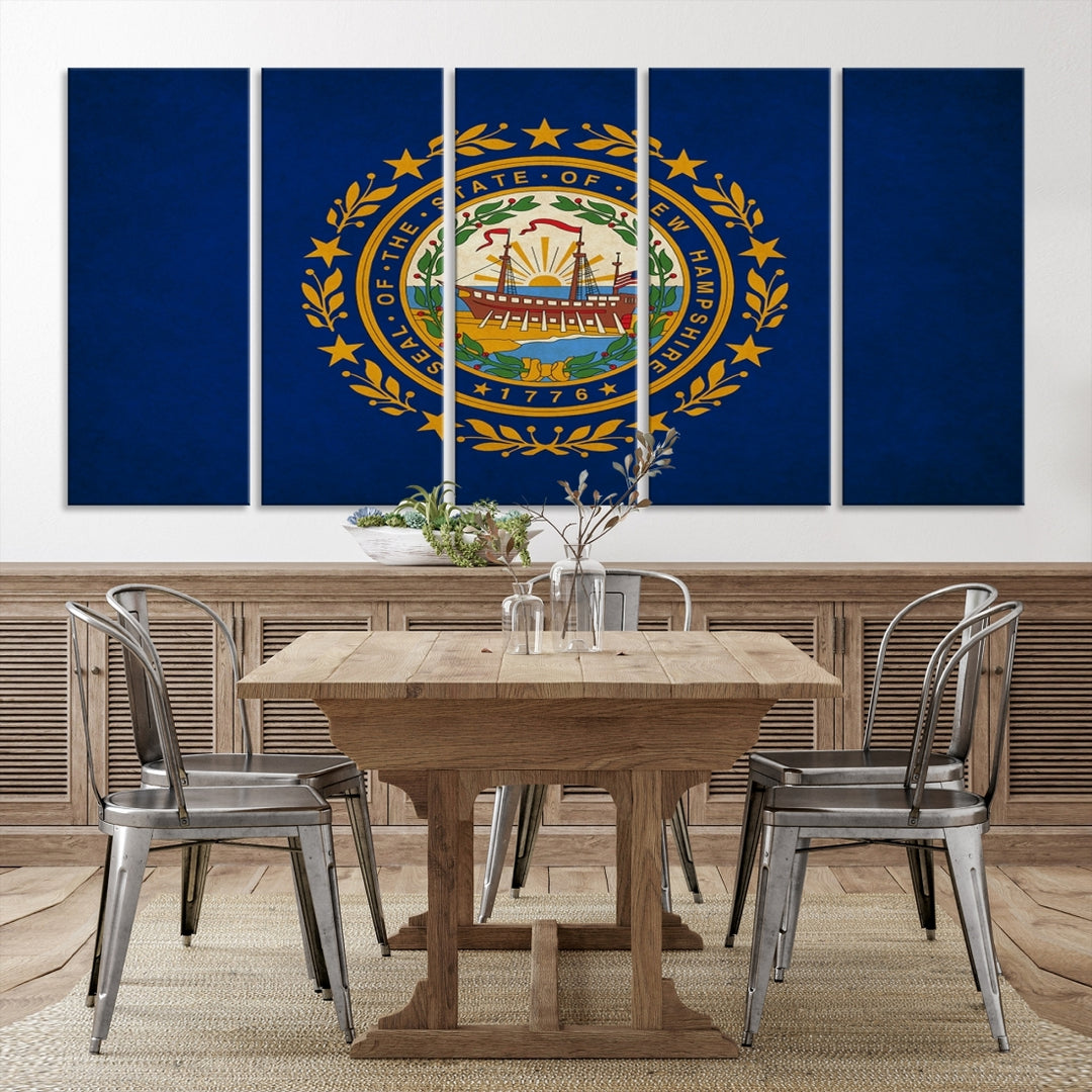 Arte de la pared de la bandera de los estados de New Hampshire Lienzo