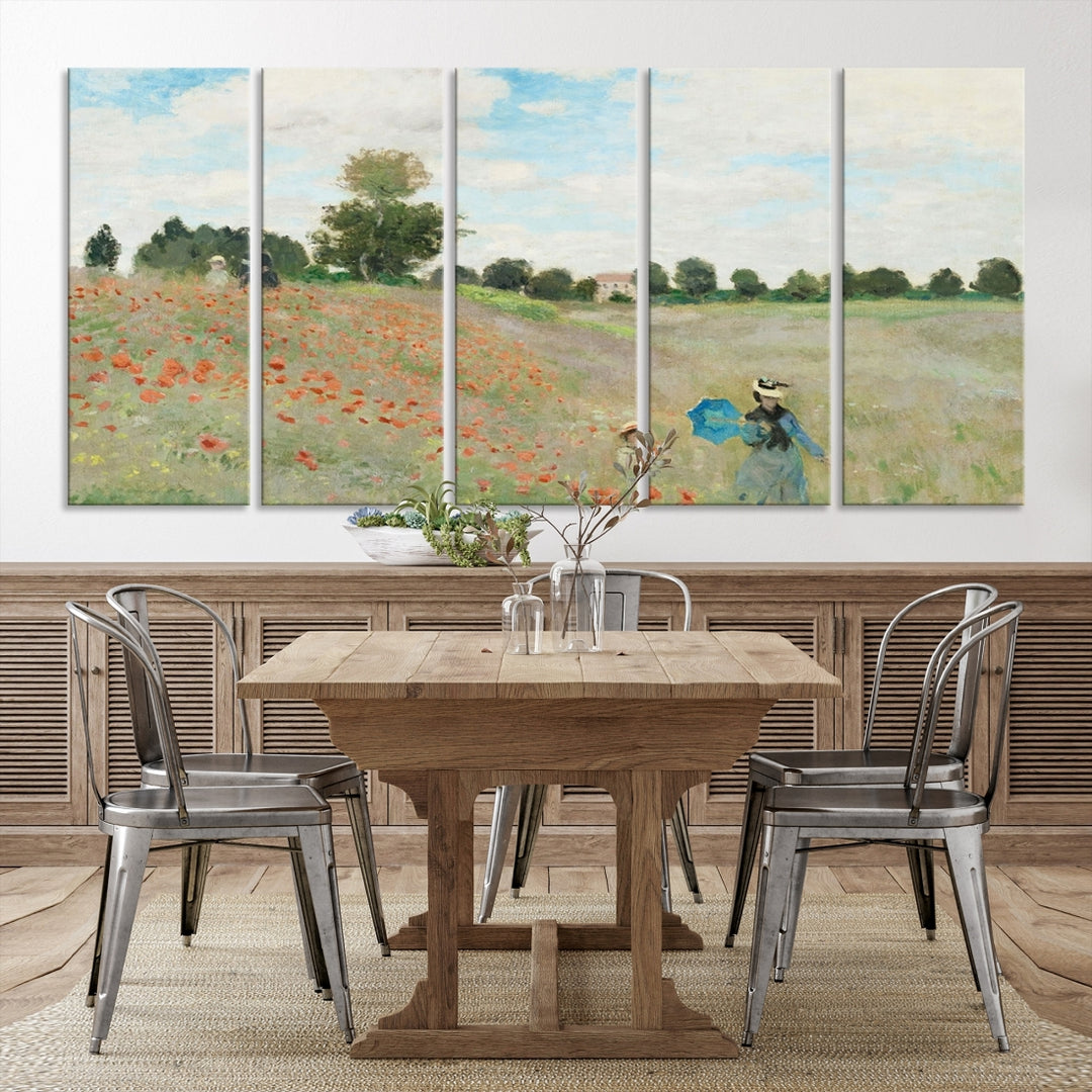 Lienzo grande El campo de amapolas de Claude Monet