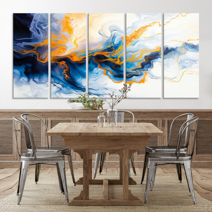 Fluid Alcohol Ink Wall Art with Gold Wall Art Canvas Print