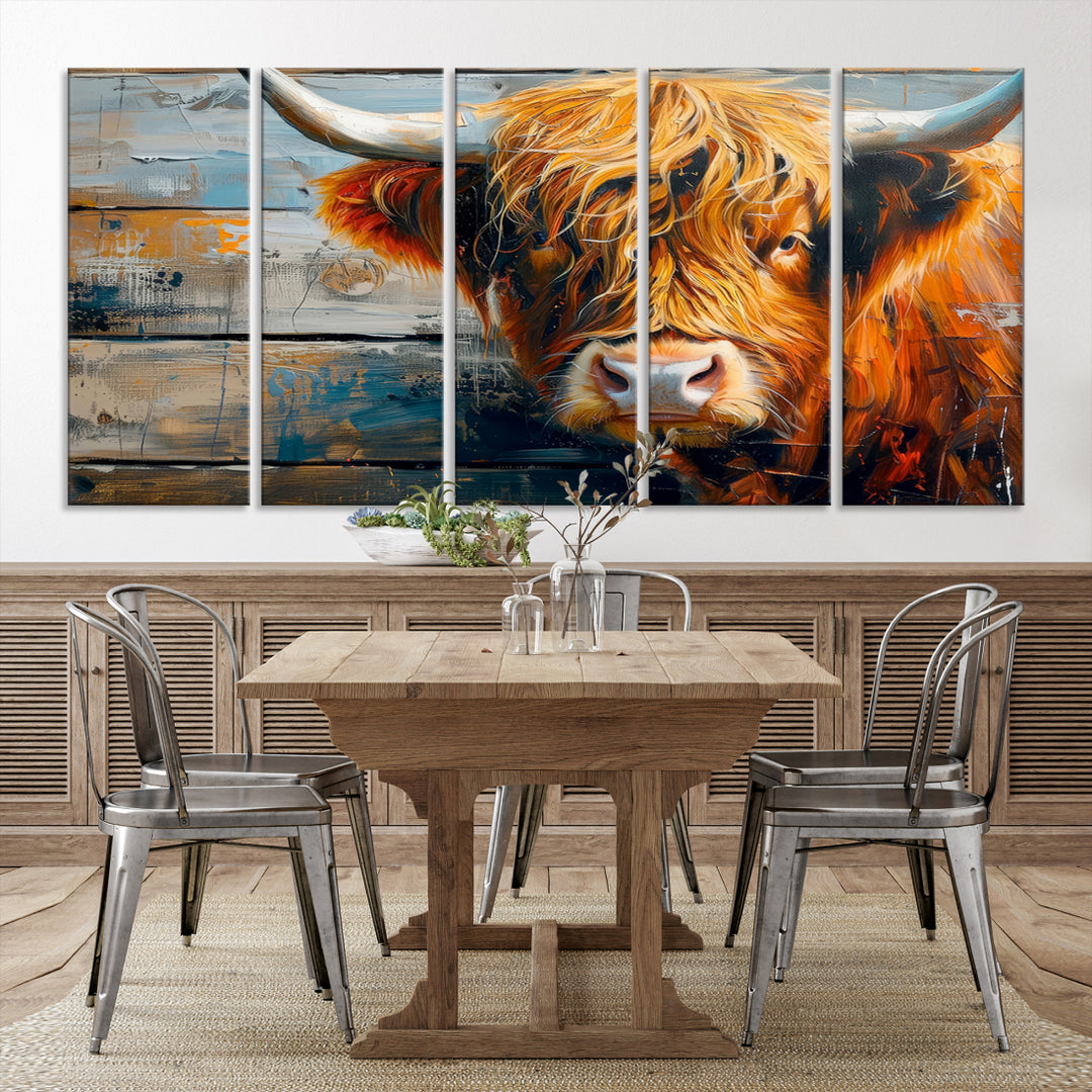 Impression sur toile d'art mural en toile de vache des Highlands écossais