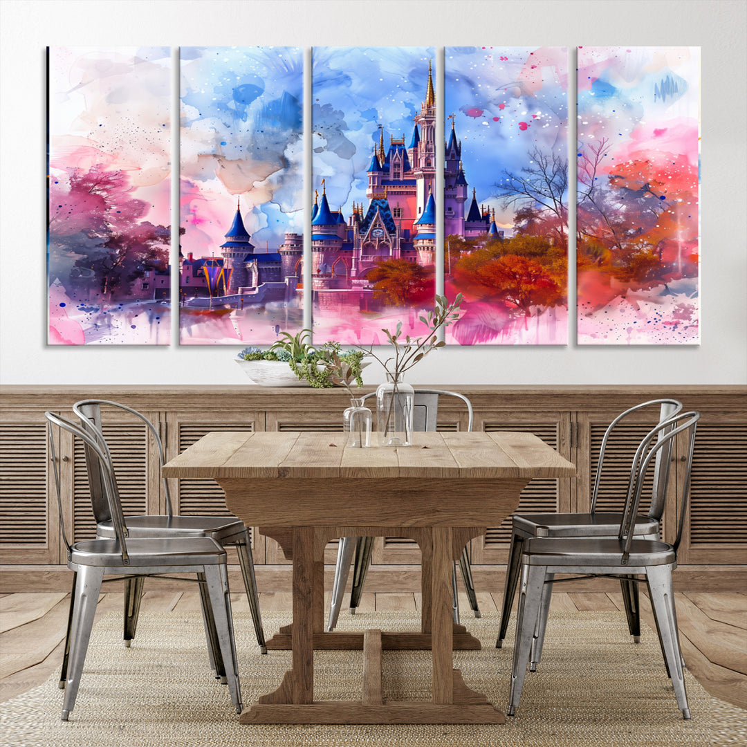 Disney Wall Art : Aquarelle rêveuse du château de Cendrillon Impression sur toile