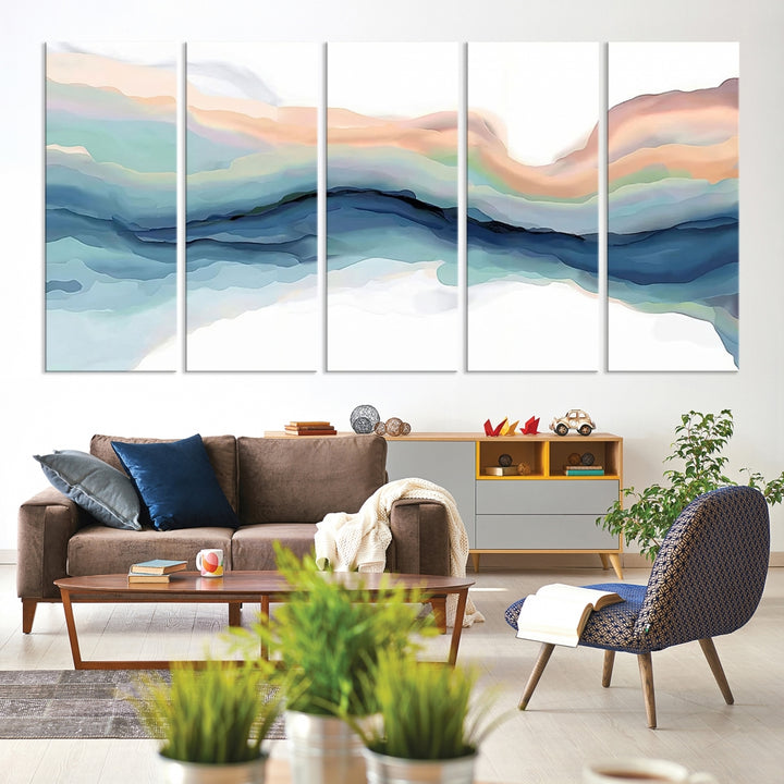 Impresión de lienzo enmarcado Conjunto de arte de pared Ilustraciones abstractas Decoración de pared de arte moderno minimalista