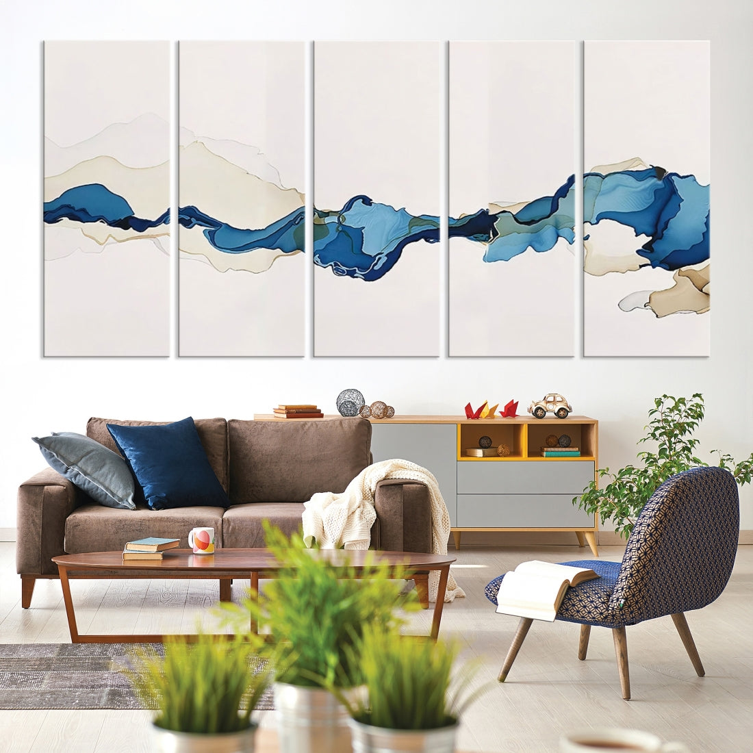 Framed Canvas Print Wall Art Set of 3 Abstract Illustrations Minimalist Modern Art Wall Decor