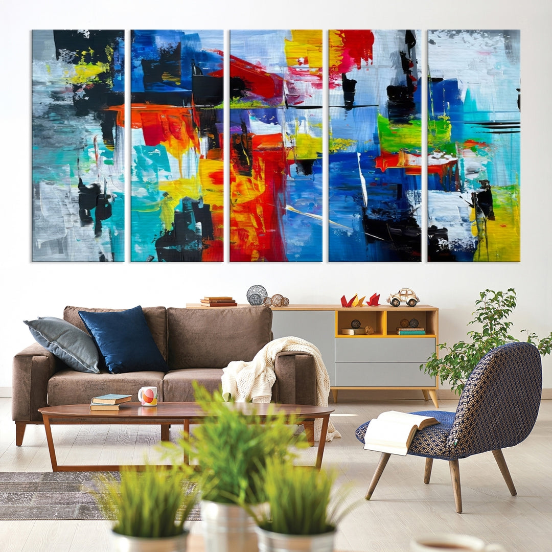 Impresión en lienzo de arte abstracto colorido para pared, tamaño extra grande