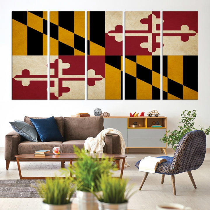 Art mural du drapeau du Maryland Impression sur toile