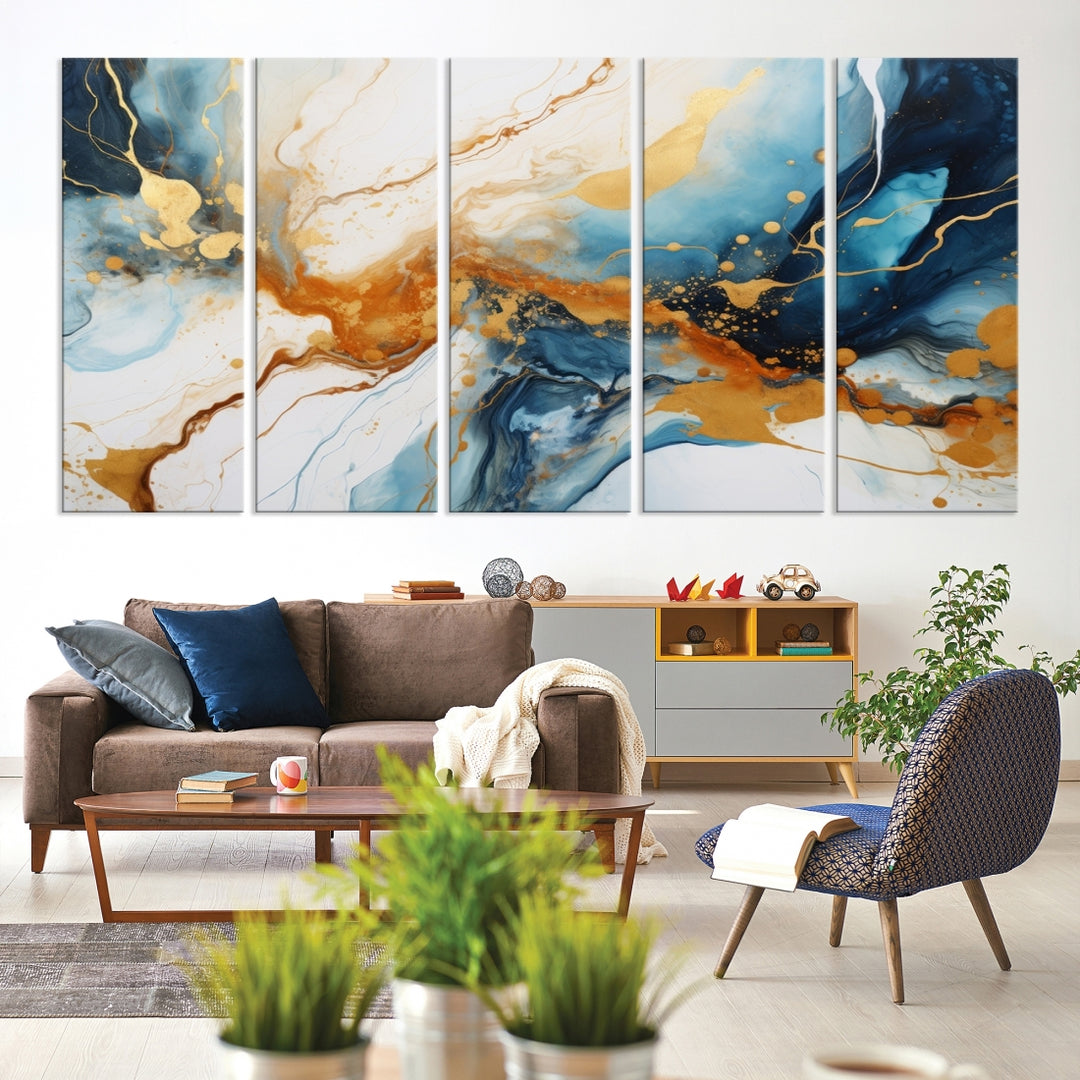 Marble Style Abstract Wall Art Print Contemporary Artwork for Decor