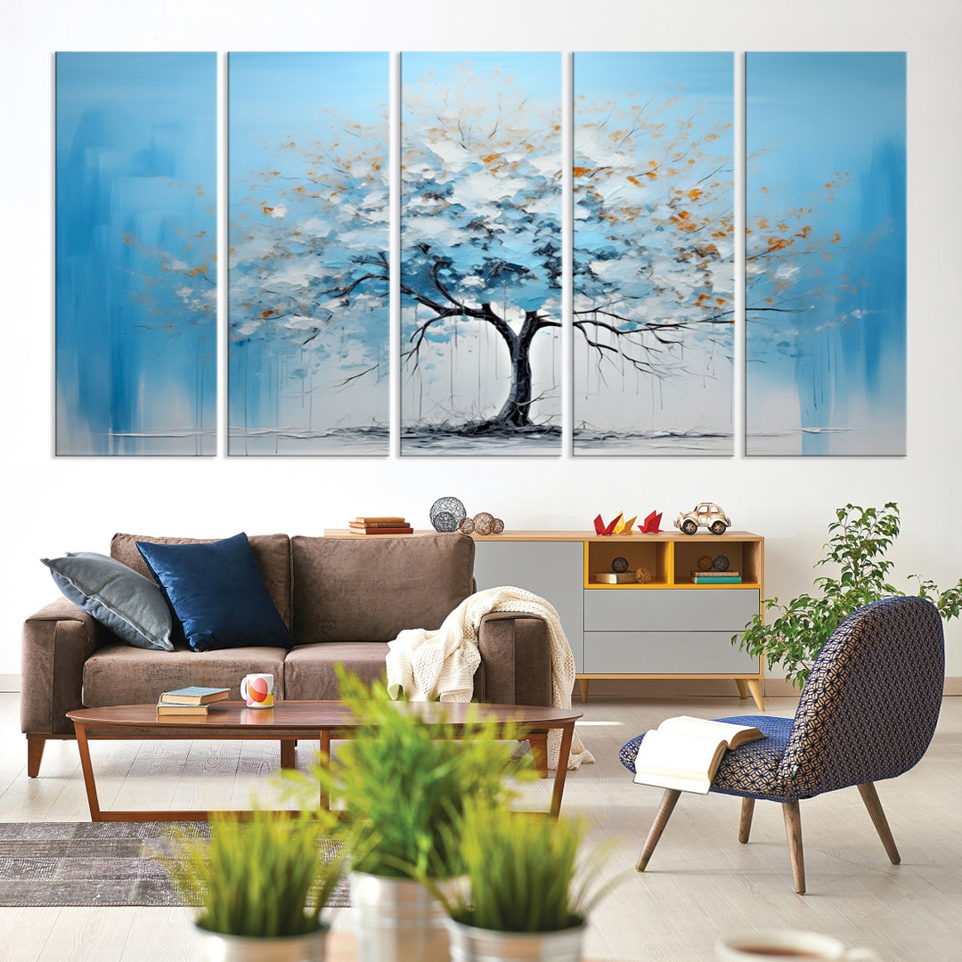 Large Blue Abstract Tree Wall Art Canvas Printing