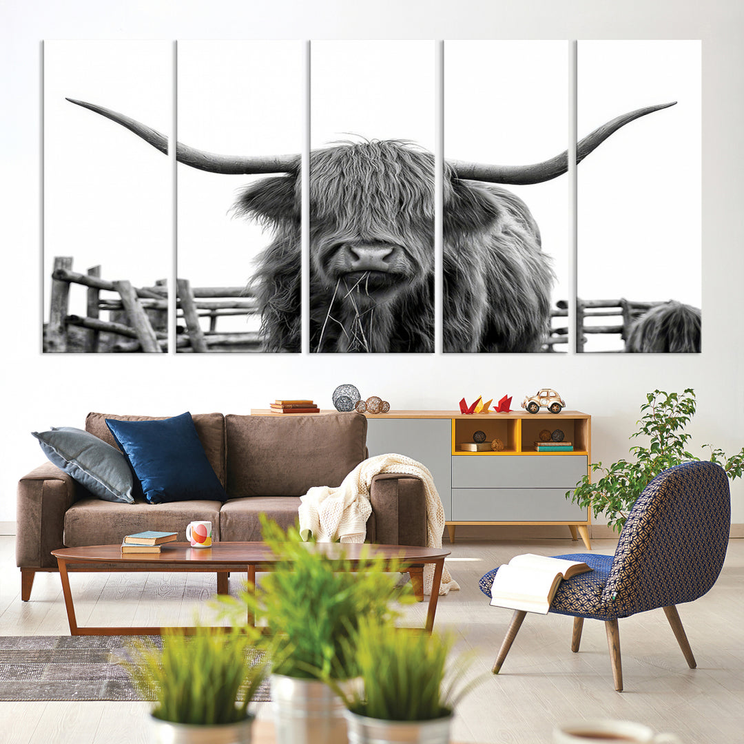 Impression sur toile Longhorn, impression sur toile d’art mural de vache Bighorn