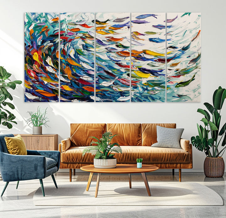 Abstract Fish Shoal Wall Art Canvas Print