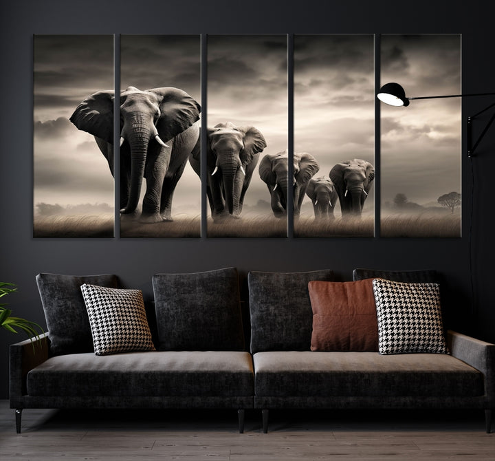 Art mural d’éléphants Impression sur toile