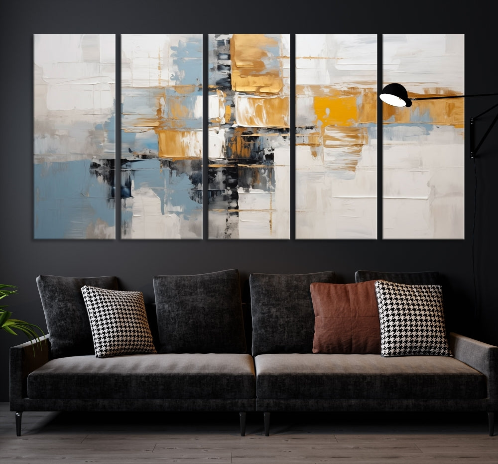 Blue Orange Abstract Wall Art Canvas Print, Abstract Printing