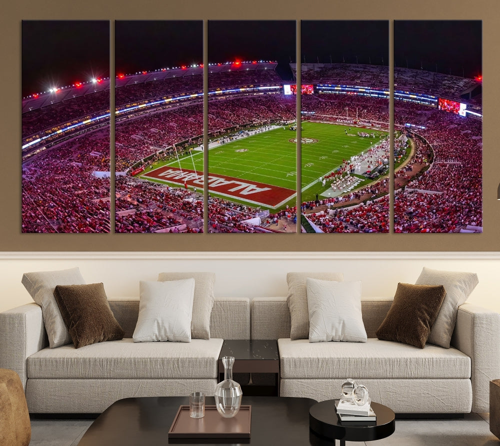 Bryant Denny Stadium Impression sur toile d'art mural de football américain, impression d'art mural de sport de stade