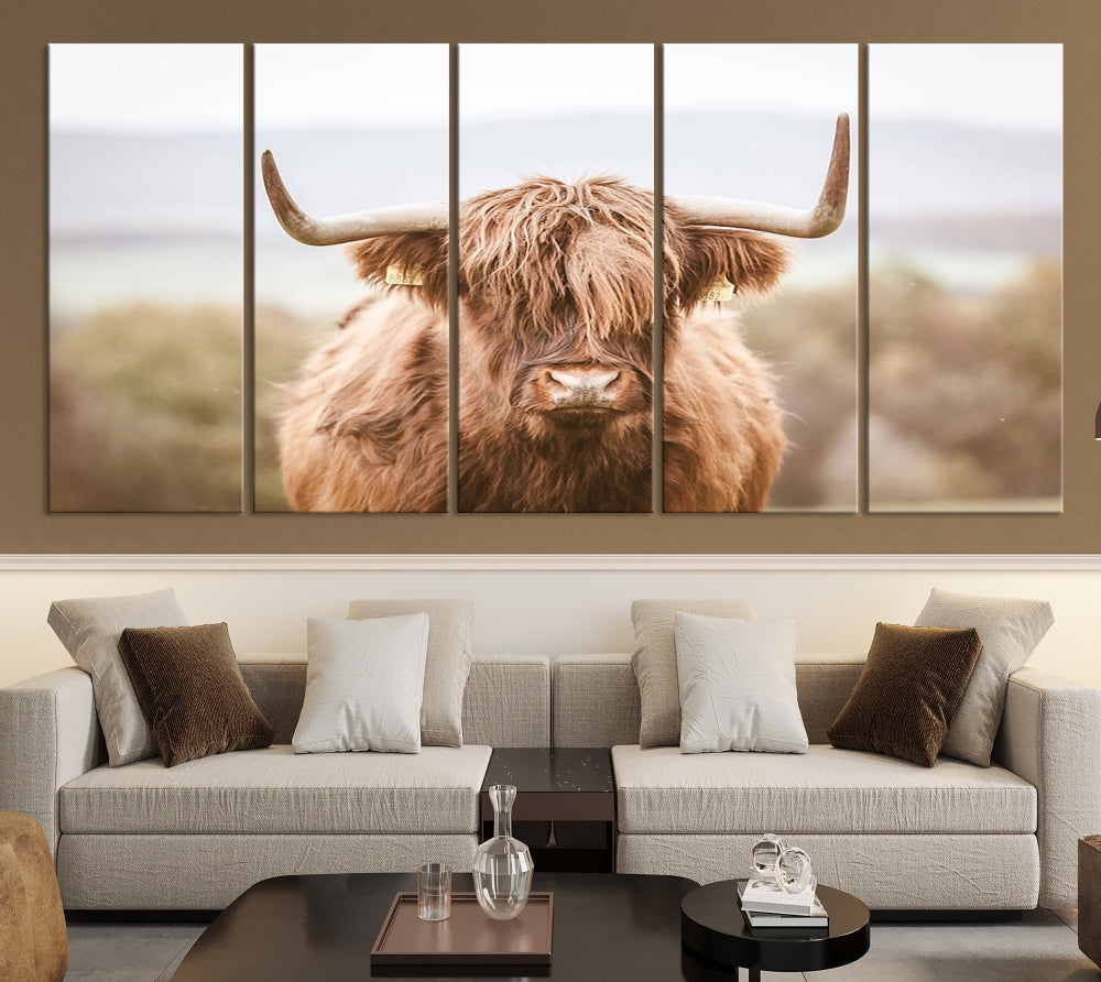 Impression d'art de bétail de vache des Highlands écossais, impression sur toile d'art mural de ferme