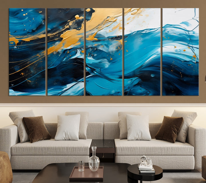 Gran obra de arte abstracta, impresión en lienzo para pared, decoración de sala de estar, hogar, oficina.