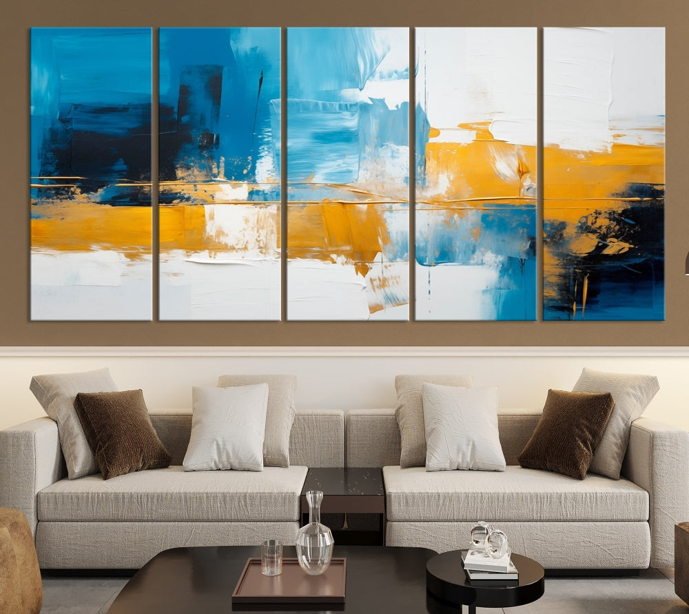 Blue Orange Turquoise Abstract Wall Art Canvas Print