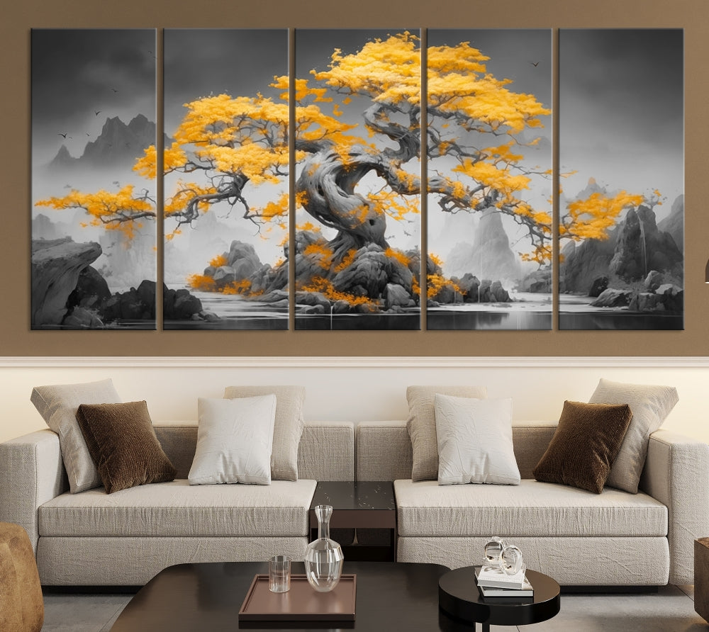 Art mural d'arbre abstrait japonais Impression sur toile