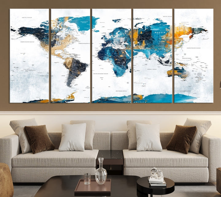 Art mural sur toile carte du monde