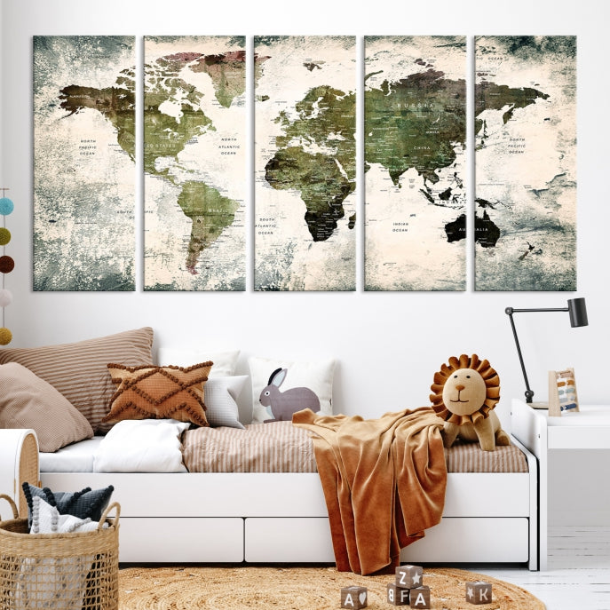 Carte du monde Canvas PRINT, Carte du monde Canvas Art,