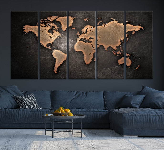 Metallic World Map Wall Art Canvas Print
