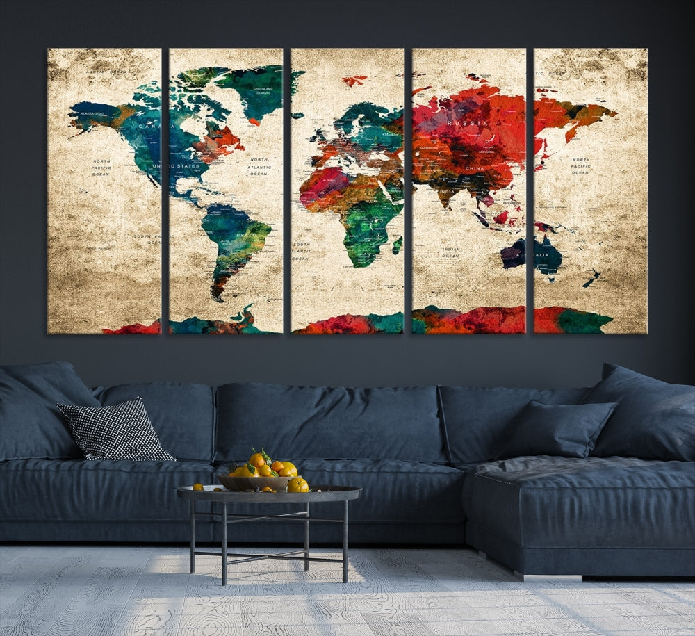 Arte de pared del mapa mundial Lienzo