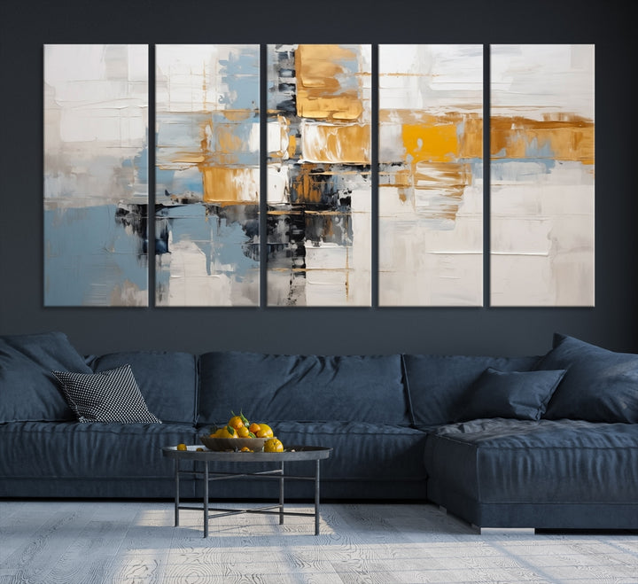 Impression sur toile d’art mural abstrait bleu orange, impression abstraite