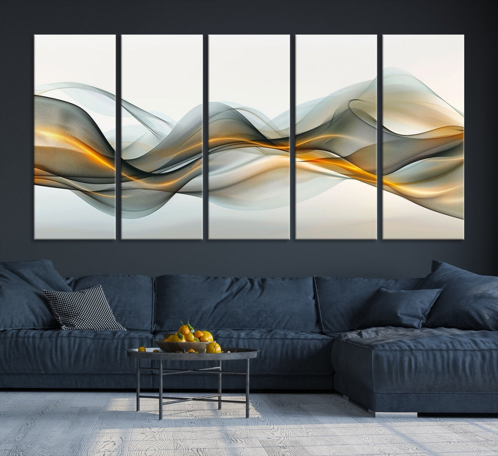Impresión abstracta del arte de la pared del sitio de la lona del panel múltiple del arte abstracto anaranjado moderno