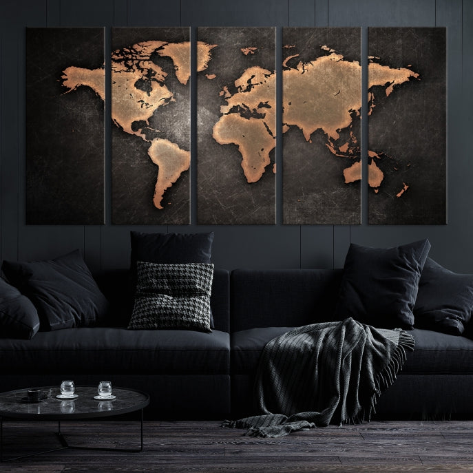 Metallic World Map Wall Art Canvas Print