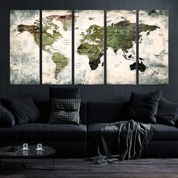 World Map Canvas PRINT, World Map Canvas Art,