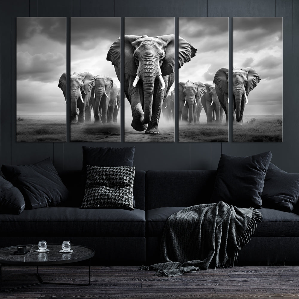 Art mural de la famille des éléphants Impression sur toile