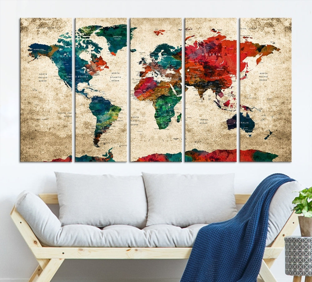 World Map Wall Art Canvas Print