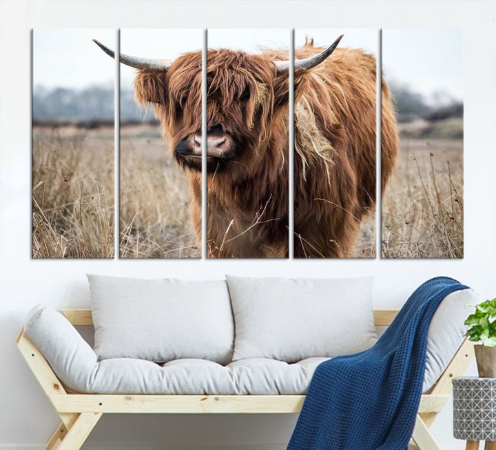 Lienzo decorativo para pared con diseño de vaca escocesa de las tierras altas