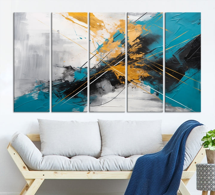 Turquoise Orange Abstract Wall Art Canvas Print