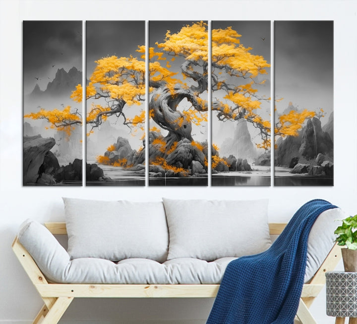 Japanese Abstract Tree Wall Art Canvas Print