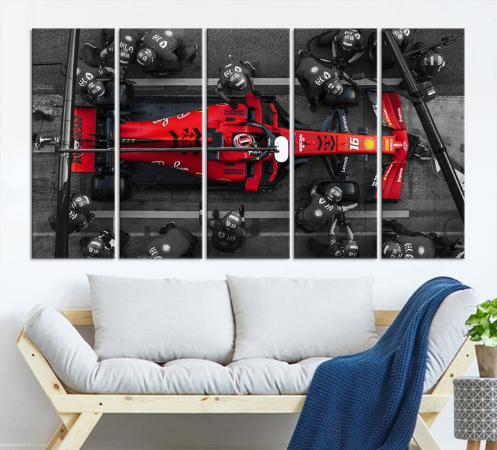 Formula 1 Canvas Wall Art Car Racing art F1 Pit Stop Canvas Wall Racing Car Gift Formula 1 Artwork Game