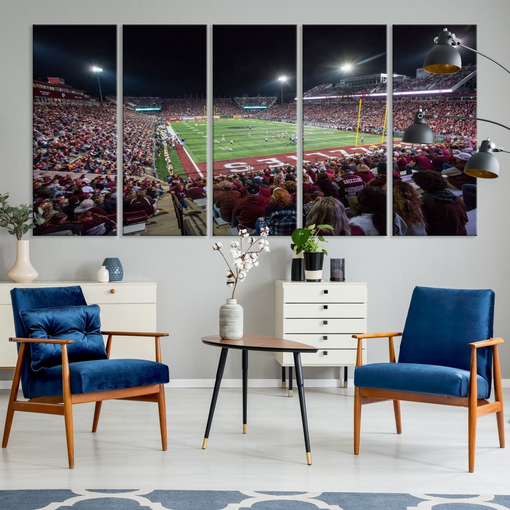 Impresión de lienzo de arte de pared de fútbol americano del estadio Washington Grizzly, impresión de arte de pared deportiva, decoración de sala de juegos 