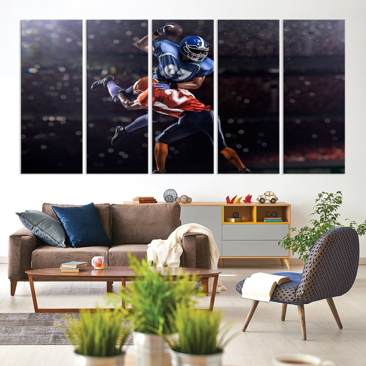 Impresión de lienzo de arte de pared de fútbol americano, impresión de arte de pared de deporte de estadio