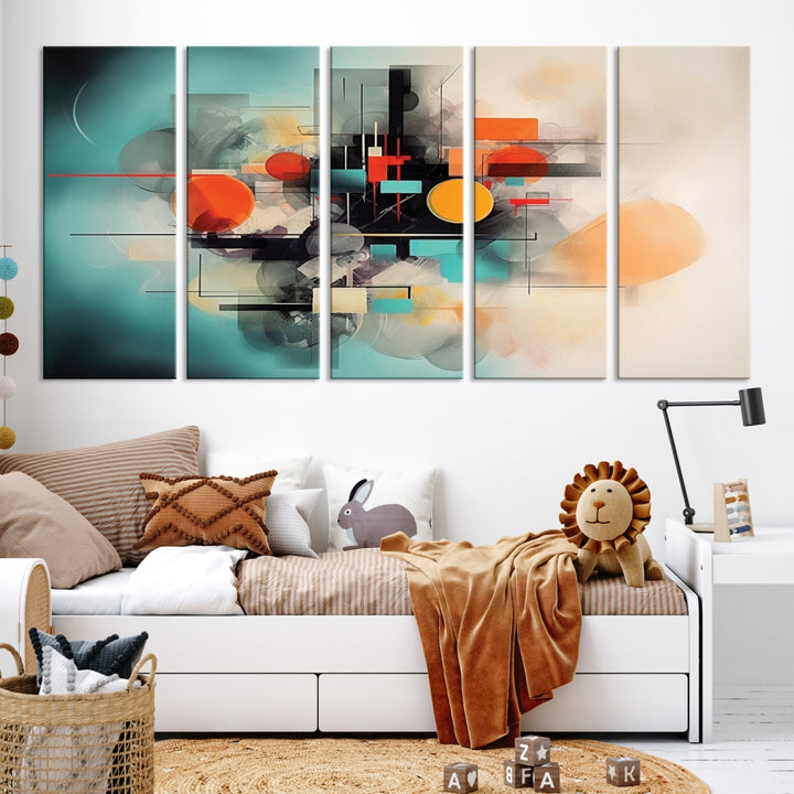 Geometric Colorful Abstract Wall Art Canvas Print Size